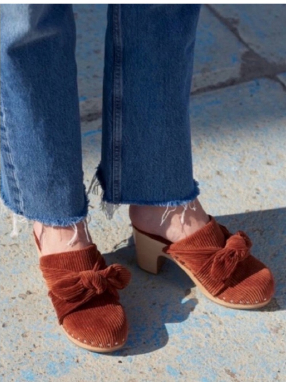 Loeffler Randall Corduroy Knot Mules in Rust